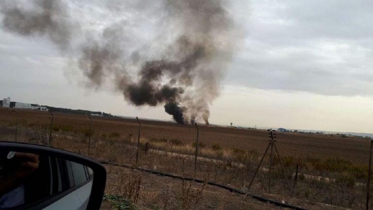 O acidente aconteceu perto da base aérea de Torrejón de Ardoz