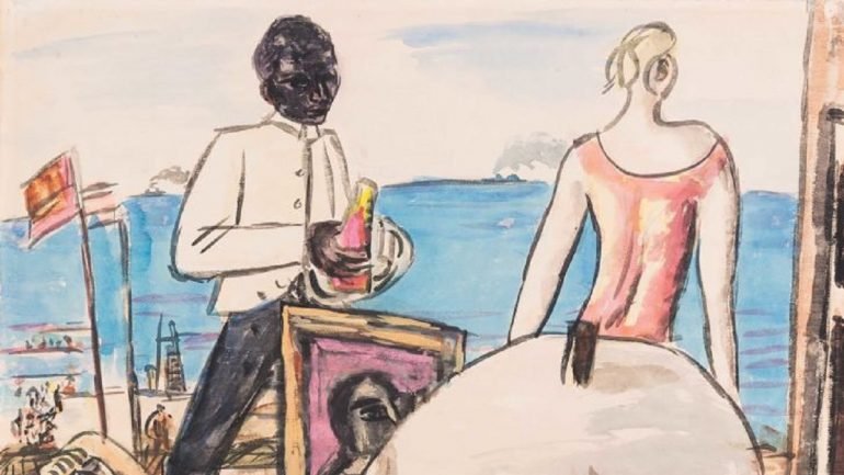 &quot;Zandvoort Strandcafe&quot; de Max Beckmann, datado de 1934, é uma das pinturas expostas