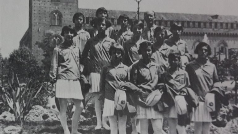 A equipa italiana de ginástica que ganhou a medalha de prata nos Jogos Olímpicos de 1928, em Amesterdão