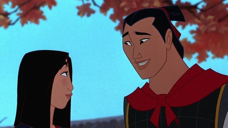 Mulan e Li Shang formam o par romântico em &quot;Mulan&quot;, de 1998