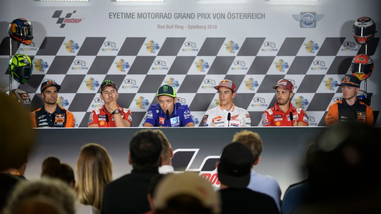 Miguel Oliveira, Jorge Lorenzo, Valentino Rossi, Marc Márquez, Andrea Dovizioso e Bradley Smith estiveram presentes na conferência de imprensa