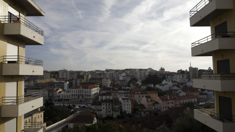 Vista geral sobre Leiria, Portugal