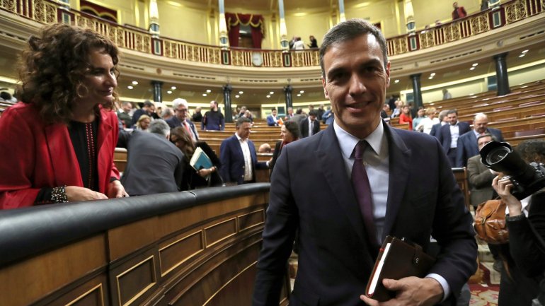 Pedro Sánchez durante o debate do Orçamento na terça-feira