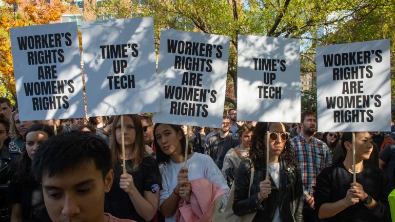 Manifestação dos trabalhadores da Google, em novembro do ano passado, contra o assédio sexual na empresa.