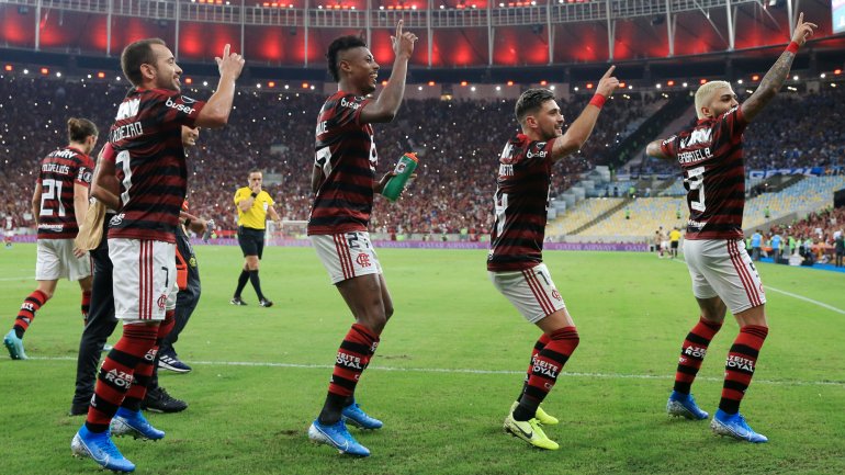 O ataque do Flamengo: Gabigol bisou, Arrascaeta teve um passe para golo, Bruno Henrique inaugurou o marcador, Everton Ribeiro fez a última assistência