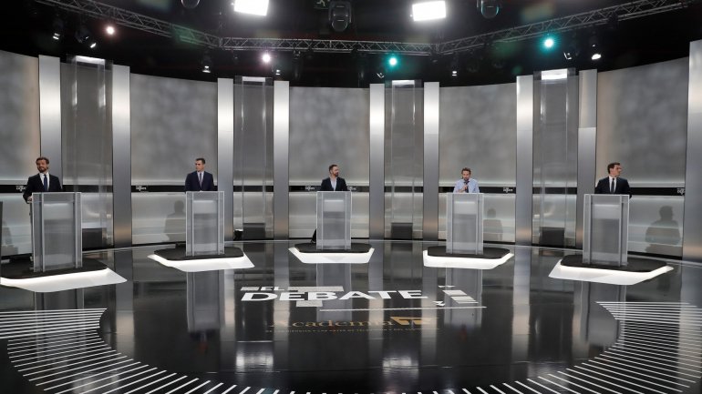 Os cinco candidatos no debate da TVE