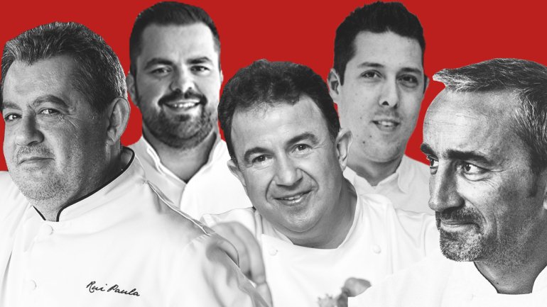 Da esquerda para a direita: Rui Paula, Diogo Rocha, Martín Berasategui, Rui Silvestre e Vincent Farges, os vencedores da noite.