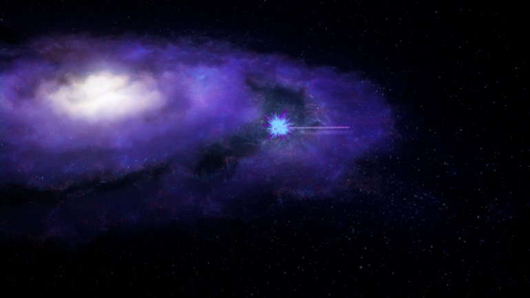 O momento em que uma explosão rápida de rádio sai da galáxia-mãe a caminho da Terra