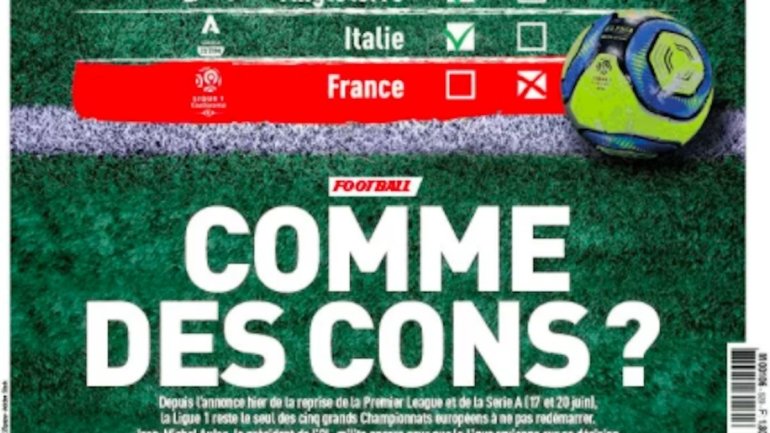 A capa desta sexta-feira, dia 29 de maio, do principal jornal desportivo de França