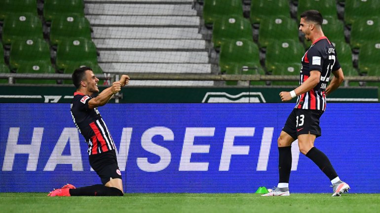 André Silva inaugurou o marcador para o Eintracht Frankfurt na segunda parte, iniciando a vitória frente ao Werder Bremen
