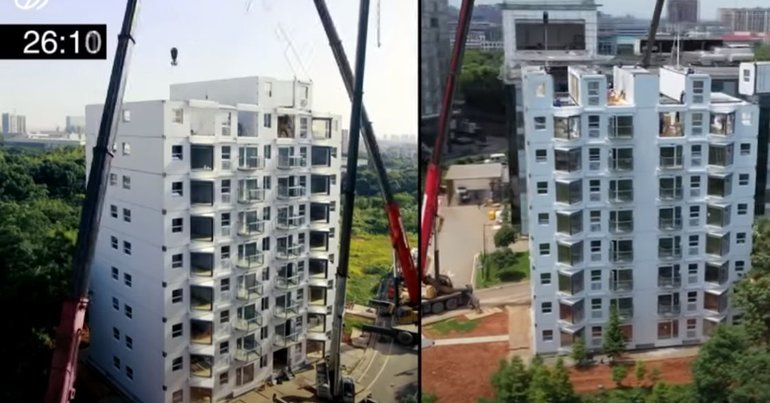 Prédio de 10 andares construído na China em 28 horas e 45 minutos - Vimarsana News