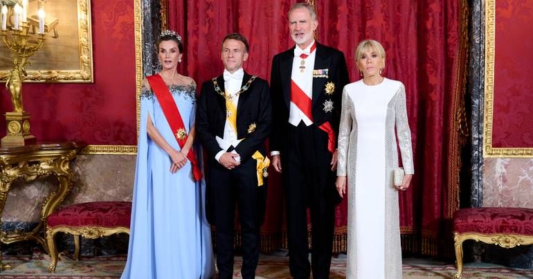 Os looks de Letizia na receção ao casal Macron