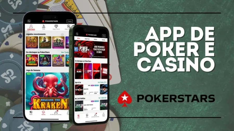 Interfaz de la aplicación móvil de PokerStars mostrando mesas de poker y juegos de casino