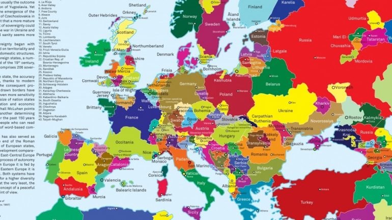 Mapa da Europa com nome de países e cidades - Mapas do Mundo